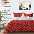 thumbnail image 4 of Red Geometric Bedding 3 Piece Duvet Cover Set Full Size, Modern Morocco Abstract Art Soft Microfiber Comforter Cover with Zipper Closure & Pillowcases, Wrinkle & FadeResistant Quilt Cover, 4 of 9