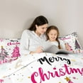 thumbnail image 5 of Feelyou Merry Christmas Full Size Comforter Sets, Pink Christmas Tree Bedding Comforter Set, Teens Kids Girls Women Reversible Bedding Sets, Luxury Bedroom Decor, 3-Piece, 5 of 8