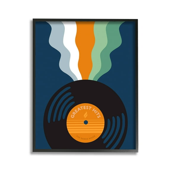 Stupell Industries Groovy Vinyl Record Novelty Painting Black Framed Art Print Wall Art, 11 x 14