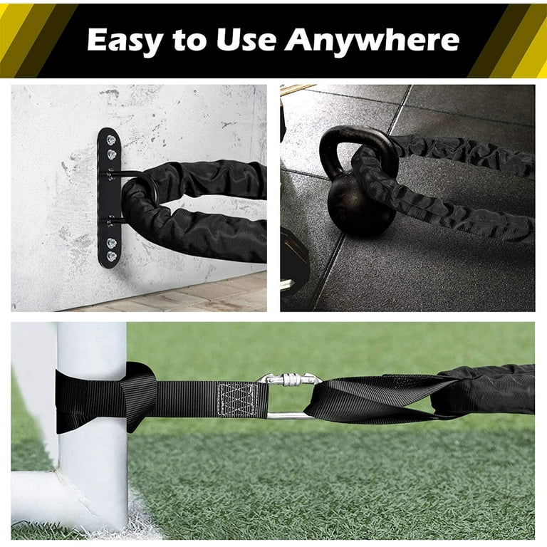 Free Shipping 4ActiveU Battle Rope 50ft Length Heavy Battle Exercise Training Rope Workout Rope Fitness Rope for Strength Training Home Gym Outdoor Cardio Workout Anchor Included 1.5 Inch Diameter Wal...