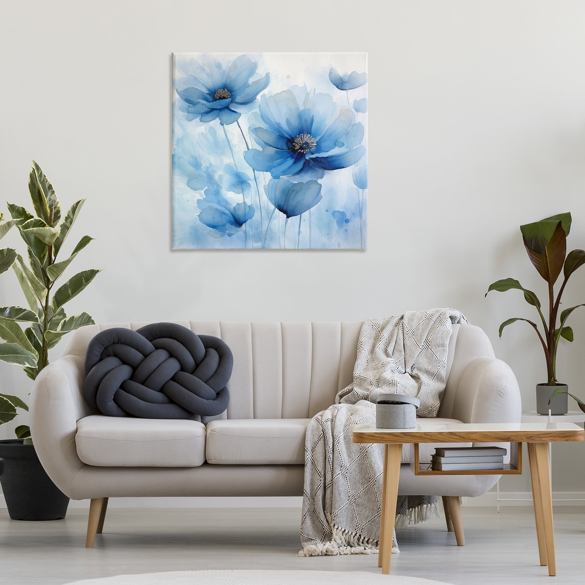 Stupell Industries Mystical Blue Poppies Plants & Flowers Painting Wrapped Canvas Art Print Wall Art, 30 x 30