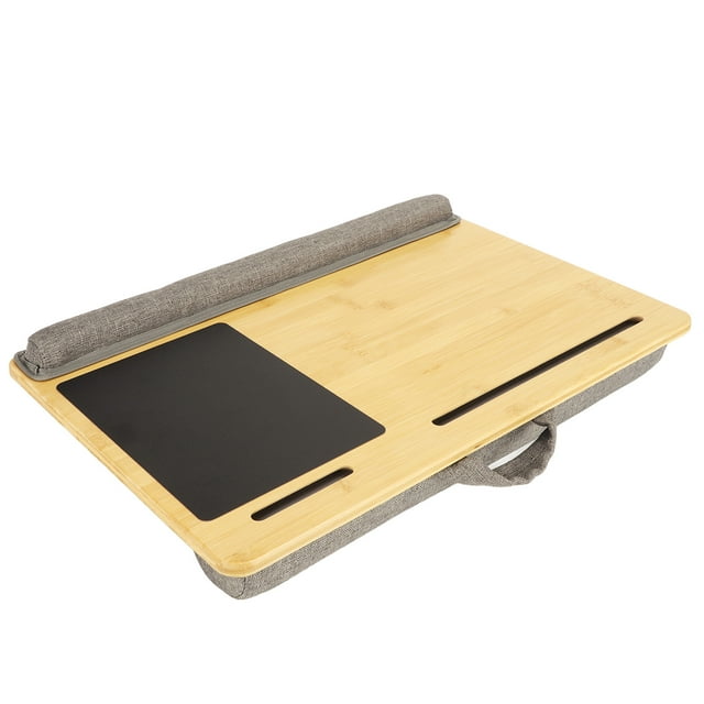 Lap Desk, Built In Slot Portable Bamboo Top Laptop Desk Comfortable Large Space Multifunctional With Pillow Cushion For Writing For Drawing