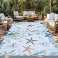thumbnail image 3 of Outdoor Rug 5x7 ft Summer Ocean Waterproof Outdoor Patio Rug Mat Non Slip Outside Area Rugs Carpet for RV,Camping,Porch,Deck,Pool,Balconybackyard,Coastal Starfish Coral Jellyfish Aqua Blue, 3 of 9
