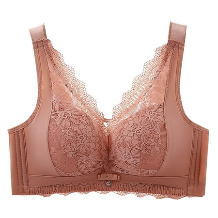 Gnurob Minimizer Bras for Women Full Coverage Bralettes No Underwire Bra Plus Size Lifting Lace Bralette for Heavy Breast Clearance Deals Watermelon Red 38/85B