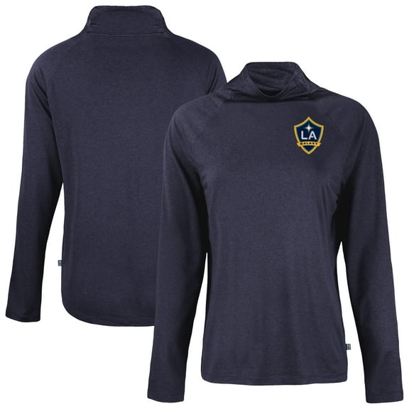 Women's-Cutter & Buck  Navy LA Galaxy Coastline Epic Comfort Eco Recycled Funnel-Neck Top