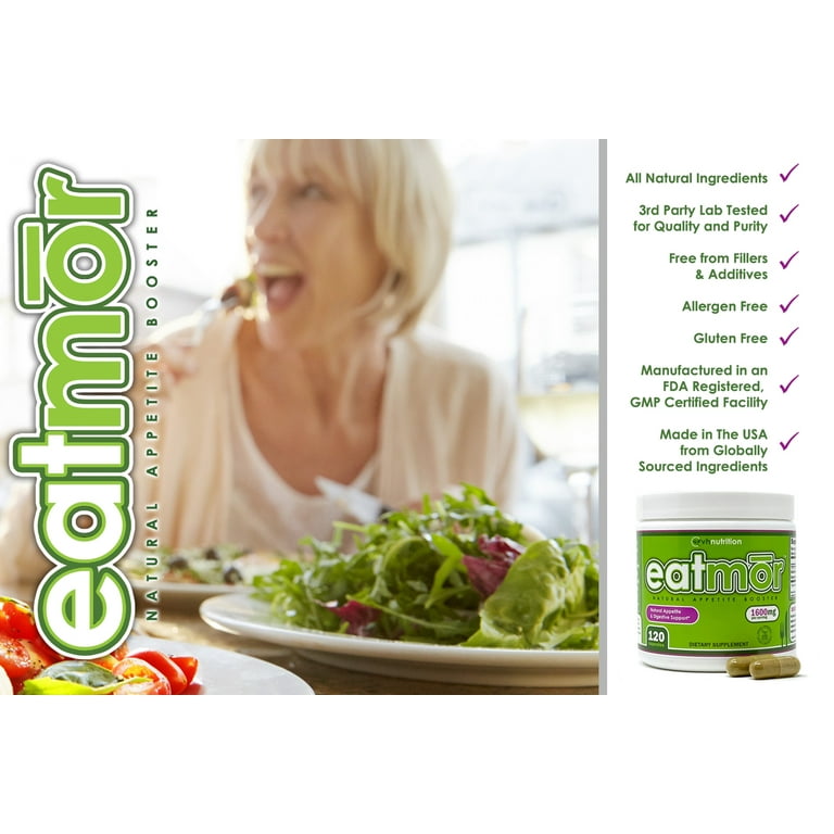 VH Nutrition Eatmor Appetite Stimulant - Natural Weight Gain Pills, Vitality & Hunger Boosting Orxegenic Supplement - 120 Capsules