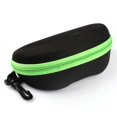 thumbnail image 1 of Estuche para gafas Gancho antideslizante con cremallera de color, Estuche para gafas de sol de tela Oxford negro, Estuche para gafas de playa, Negro/verde, 1 of 5