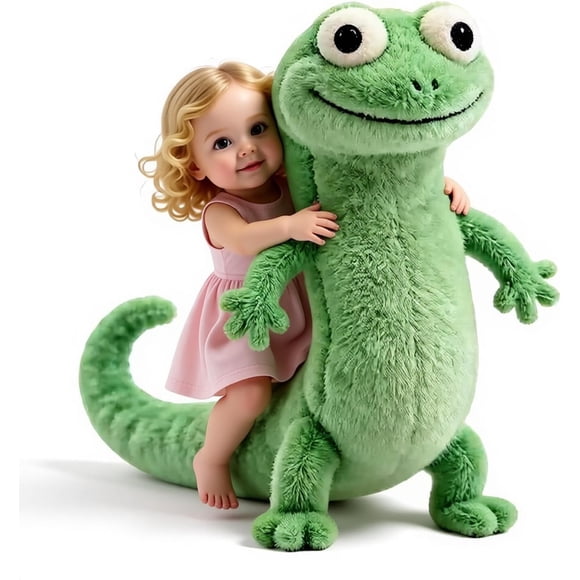 2026 Nouveau Mignon Lézard Vert Tom Jouets en Peluche Animaux en Peluche - Animal Reptile en Peluche Doux Peluche Câline Cadeau pour Fans Déco pour l'Heure du Coucher pour Cadeau d'Anniversaire Déco de Chambre