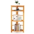 thumbnail image 1 of Gymax 4-Tier Corner Shelf w/ Rubber Wood Frame Anti-Toppling Kit Home Office Natural, 1 of 10