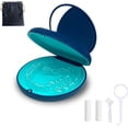 thumbnail image 1 of Étui de Retenue, Étui d'Alignement avec Miroir, Design Séparé de Miroir et Espace de Rangement, Support de Retenue Rond avec Outil de Retrait d'Aligneur, Chewies & Brosse, Ensembles de Sacs de Rangement (Bleu Foncé+silicone Cyan), 1 of 6