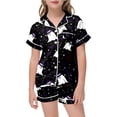 thumbnail image 5 of Halloween Pjs Girls 2 Piece Soft Silky Comfortabl Pajamas Short Sleeve Button-Down Top and Elastic Shorts, 5 of 5