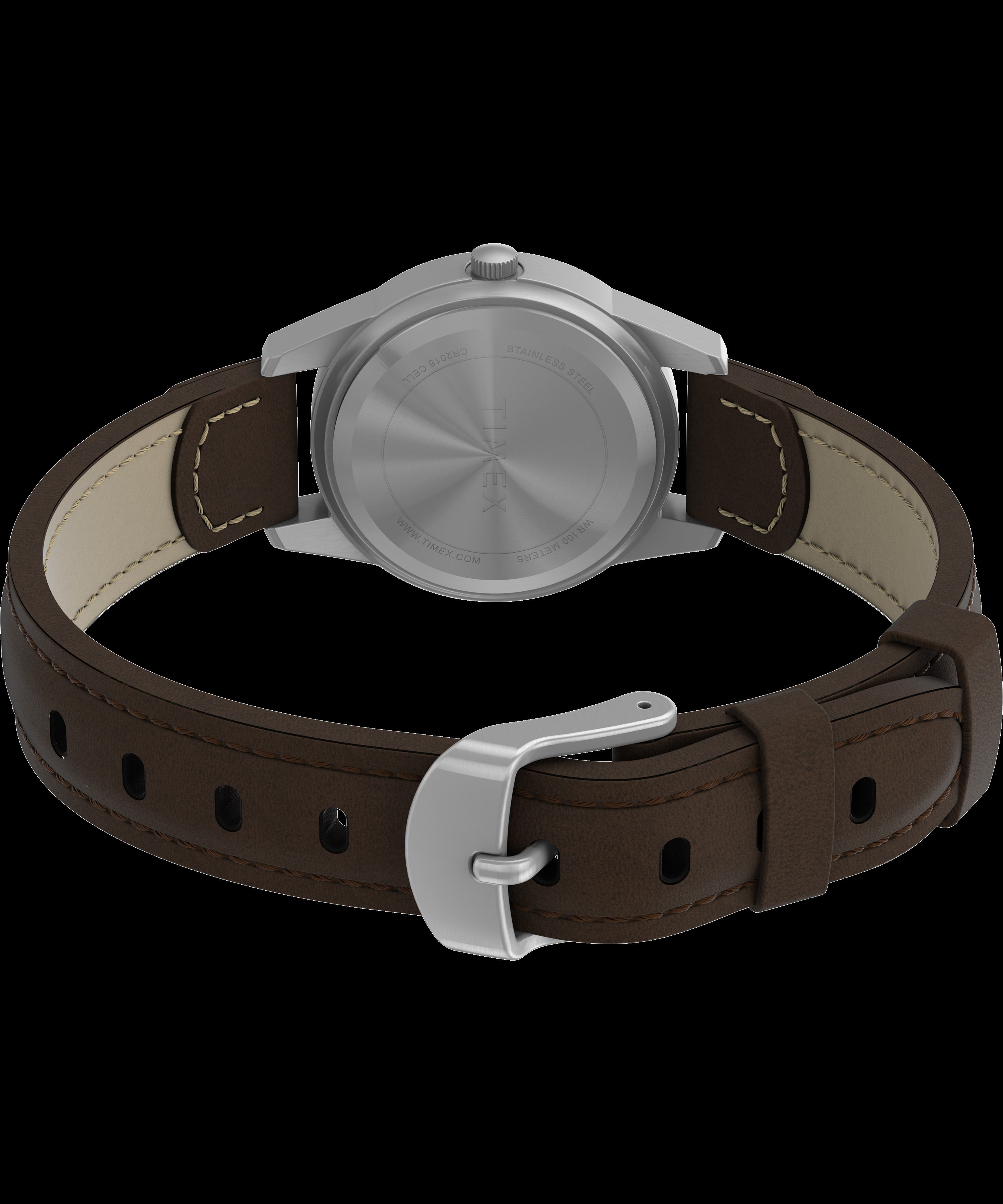 Timex Women's Expedition Metal Field Mini 26mm Watch – Silver-Tone Case Cream Dial with Black & Brown Fabric & Leather Strap