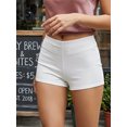 thumbnail image 2 of Shorts ajustados para mujer con bolsillos, elegantes, de color liso y tiro bajo, ideales para el verano, la playa y el uso diario., 2 of 7