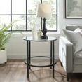 thumbnail image 4 of HomeStock Island Oasis Round End Table, Tempered Glass, Portable, Leg Base - 24"D x 24"W x 24.13"H, Tiered Shelving Storage, Mid-Century Modern Design, Versatile End Table, Living Room Tables-Color:Oi, 4 of 8