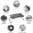 thumbnail image 6 of Foldable Laptop Desk for Bed, Bed Tray Table with 4 USB Ports, Cup Holder and Draw, Bed Standing Table for Working Reading Writing, Eating for Bed Sofa Couch Floor, with Mini Lamp & Fan, 6 of 6