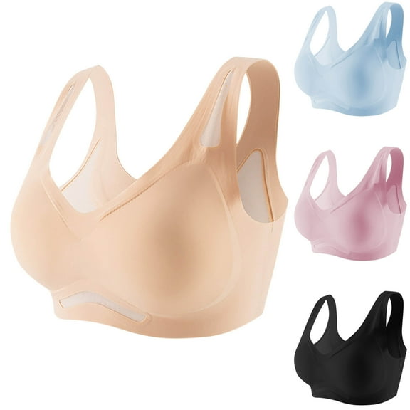 Large Size Wireless Bra Hollow Out Soft Support Daily Wear for Women, Comfortable and Casual Lace Bra, Removable Cups, Four Seasons #Black,L