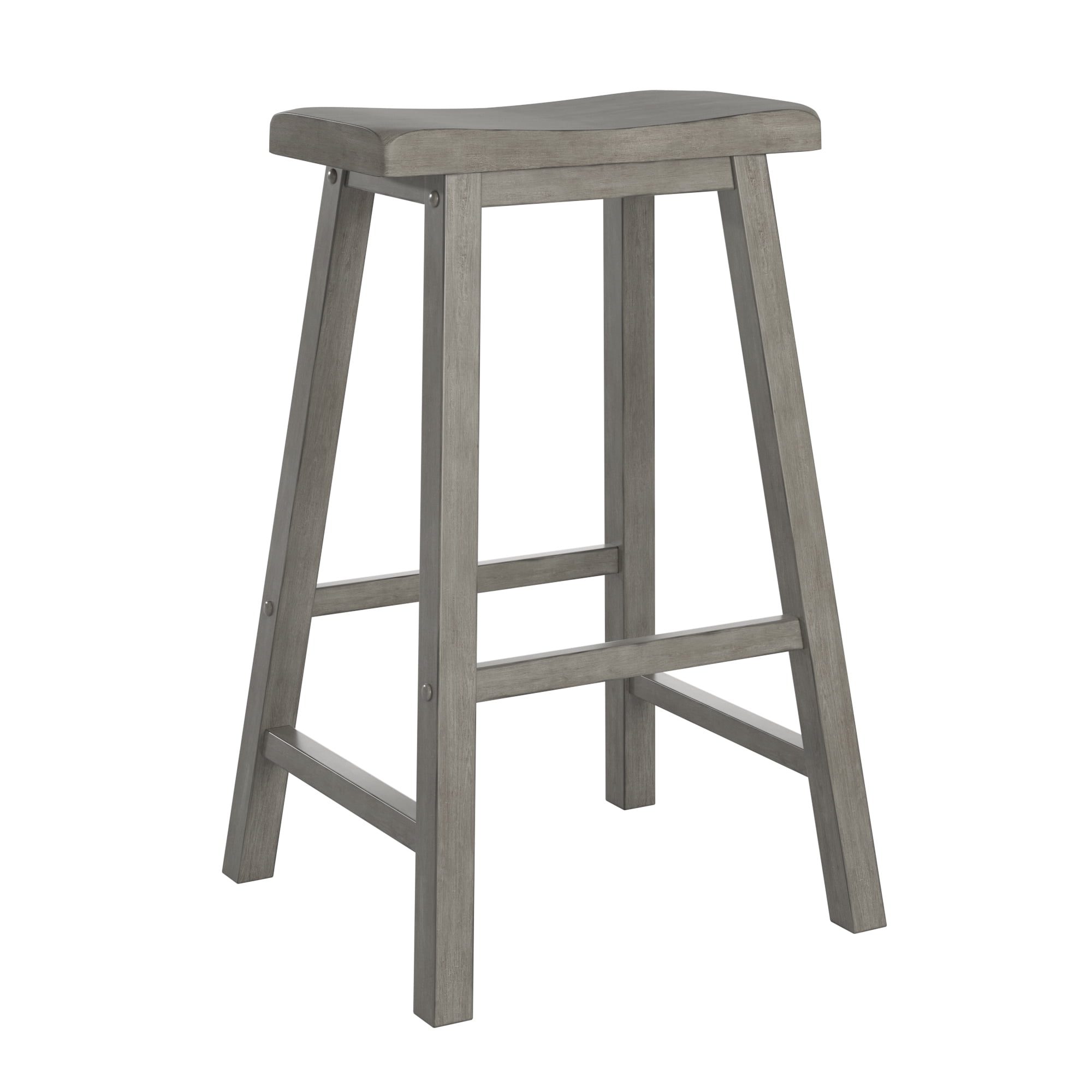 Weston Home Ashby Saddle Seat Backless 29-inch Bar Height Stools, Antique Grey (Set of 2)