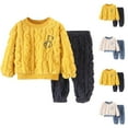 thumbnail image 4 of Boys Girls Soft Flannel Pajamas Sets Winter Tracksuit 2 Piece Outfits Plush Warm Long Sleeve O Neck Top and Pant (2-3 Years, Yellow), 4 of 4