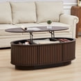 thumbnail image 4 of Wirrytor Lift Top Oval Coffee Table with Hidden Storage Compartment and Shelf for Living Room, Fluted Oval Center Tea Table with Wooden Lift-Top for Apartment, Small Space, Black, 4 of 7