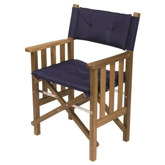 Whitecap 61052 Teak Director's Chair with Navy Cushion - 18-1/2"