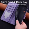 thumbnail image 7 of Nalacover for iPhone 14 Pro Wallet Case, Flower Cat Embossed Pattern Magnetic Premium PU Leather Soft Silicone Shockproof Cover with Card Slots Holder Kickstand Flip Folio Case, Purple, 7 of 7