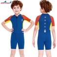 thumbnail image 4 of Niños trajes de baño Sunprotection traje de buceo ultrafino Neopreno Nylon traje de baño de una sola pieza para el buceo juvenil Snorkeling Surfing Natación Naranja S AweSitey OD003672-06, 4 of 7
