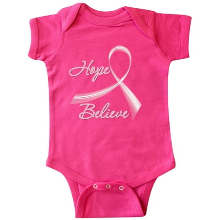 

Inktastic Hope Believe Breast Cancer Ribbon Gift Baby Boy or Baby Girl Bodysuit