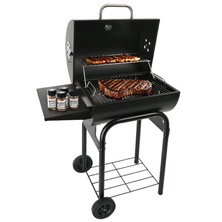 Avger 20-Inch Portable Barrel Charcoal Grill with Griddle, Wheels & Warming Rack