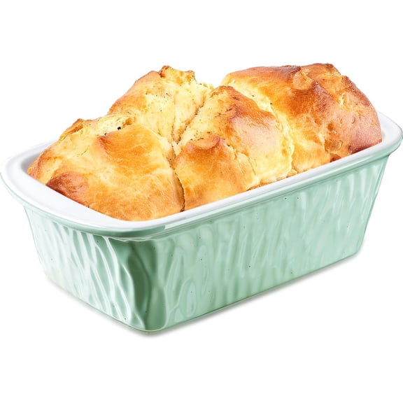 9 x 6 Inch Rectangular Ceramic Loaf Pan for Baking Bread (Green)