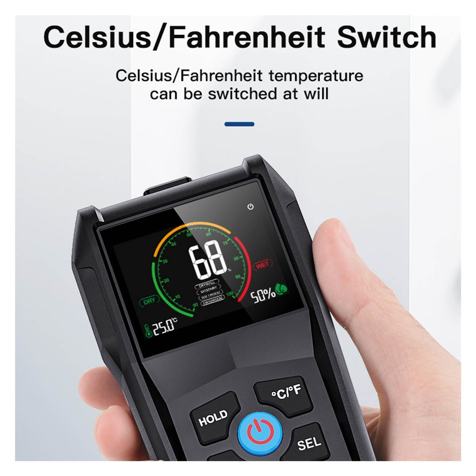 Moisture Meter Wood Moisture Tester Pinless Moisture Meter Digital Display Moisture Sensor Detector