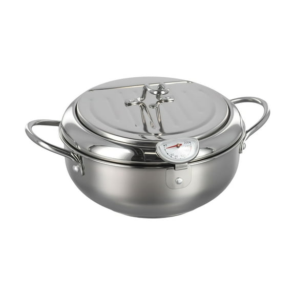 Silver Deep Fryer Pot With Removable Rack Enjoy Effortless Grease Draining