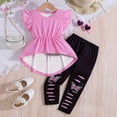 thumbnail image 2 of zaveiop Toddler Girl Clothes Kid Fall Outfit Ruffle Sleeve Shirt Top Floral Pants Winter Clothing Set (Pink, 7-8 Years), 2 of 6