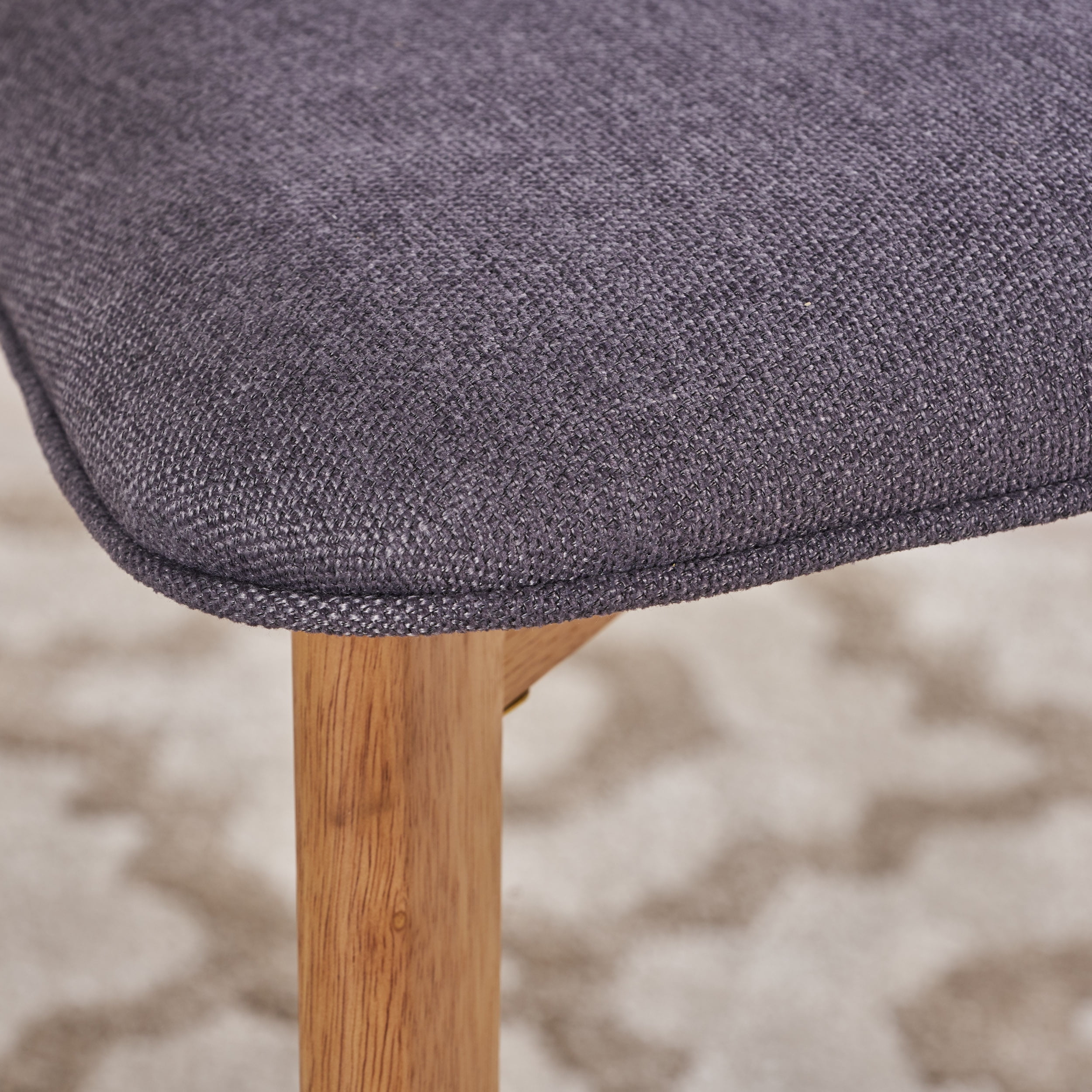 Noble House Sadie Modern Fabric Dining Chairs, Set of 2, Dark Grey, Natural Oak