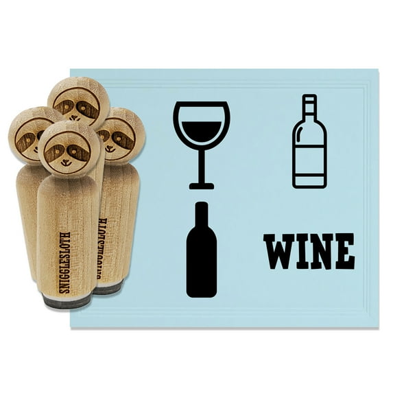 Wine Lover Bottle Glass Rubber Stamp Set for Scrapbooking Crafting Stamping - Medium 1 Inch