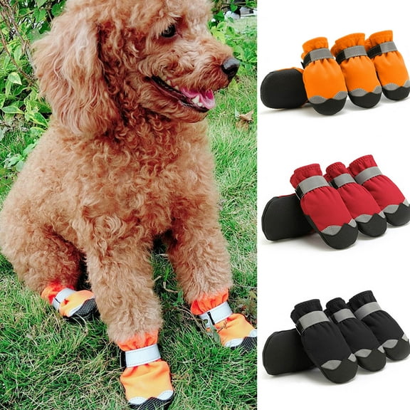Sarkoyar 4Pcs Pet Shoes Soft Texture Keep Warmth Skin Friendly Pet Dogs Rain Boots for Outdoor