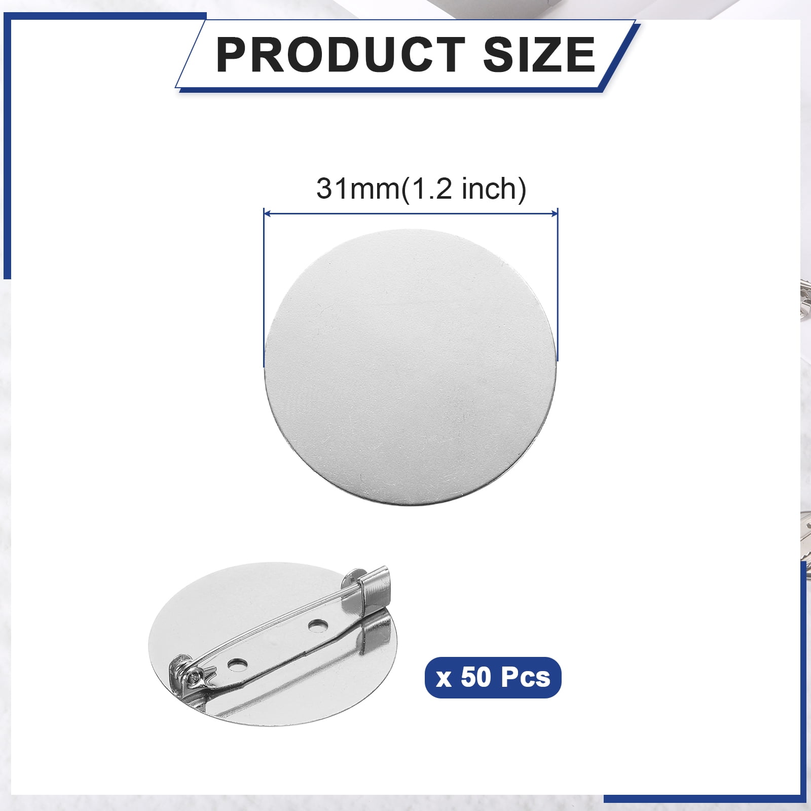 Unique Bargains Brooch Blank Round Trays with Pin Jewelry Making Crafts Silver 1.2"