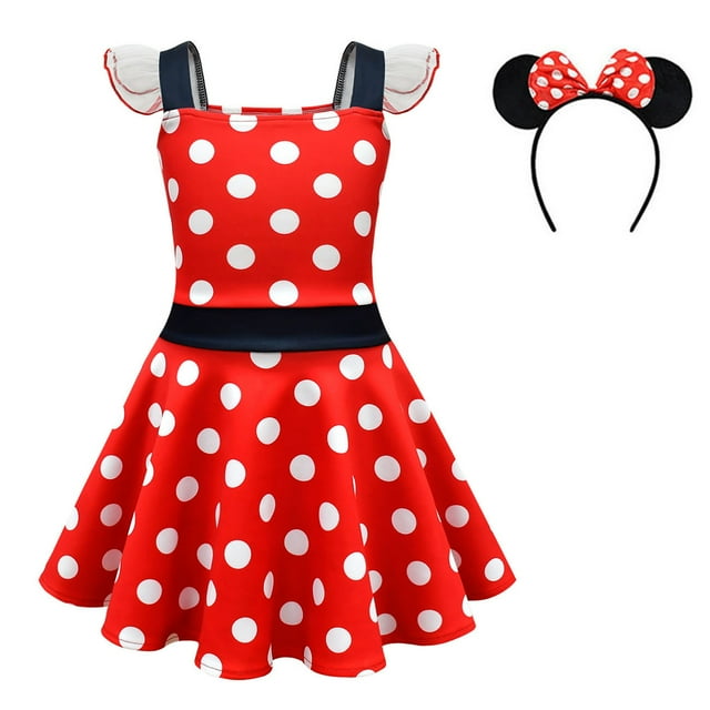 Robe à Pois pour Filles à Manches Feifei Tutu Serre-Tête Oreilles Mouse