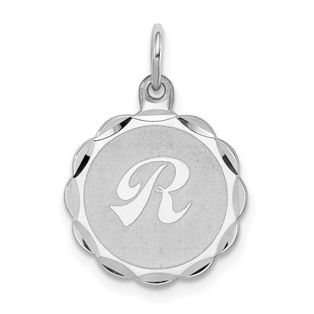 Diamond2Deal 925 Sterling Silver Brocaded Letter R Initial Pendant for Women (L- 0.87 in, W-0.63 in)