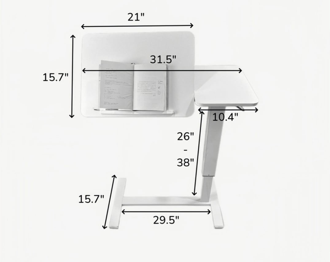 Overbed Table with Wheels, Adjustable Rolling Laptop Desk with Tilting Desktop, Height Adjustable Bedside Table for Bed, Sofa & Home Office, White