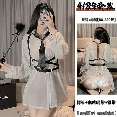 Generic Sexy Lingerie Punk Leather Binding SM Suspenders Sexy Pure Desire Binding Uniform Seductive Set