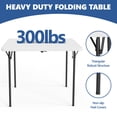 thumbnail image 3 of HaiCube 36-Inch Folding Table, Heavy Duty HDPE Portable Card Table, 300lb Capacity, No Assembly, Waterproof for Camping, Picnic, Party, White, 3 of 8
