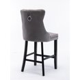 thumbnail image 6 of Contemporary Velvet Upholstered Bar Stools Set of 2, Tufted High Back Stools with Solid Wooden Legs, Leisure Style Bar Chairs for Dining Room, Island Kitchen Bar, Gray, 6 of 7