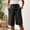 Black #02, variant on Pedal Pushers for Women Bermuda Shorts Knee Length Trendy Summer Elastic Waist Plus Size Shorts Dressy Casual Linen Capris with Pockets Red L