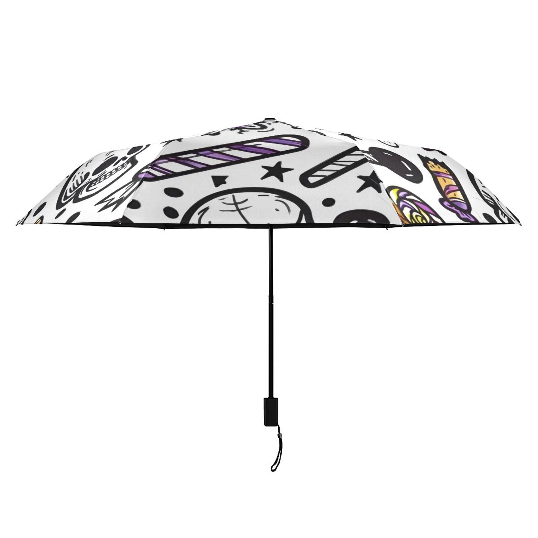 ALAZA Skeleton Cartoon UPF 50+ Compact Folding Umbrella for Rain Travel Umbrella Packable