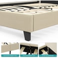 thumbnail image 5 of mecor Upholstered Linen Platform Bed Frame | Queen Bed Frame with Fabric Headboard / Strong Wood Slats Support / Easy Assembly - Queen / Beige, 5 of 8