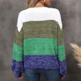 thumbnail image 4 of Oversized Knit Sweaters Womens Trendy Striped Crewneck Long Sleeve Pullover Tops Colorblock Casual Sweatshirt (S, Green), 4 of 7