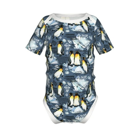 

Junzan Penguin Arctic Adventure Print Short-Sleeve Baby Climbing Clothes Bodysuits for Infant One-Piece for Baby Boys & Girls Baby Clothes Baby Romper with Snap Closure-12 Months