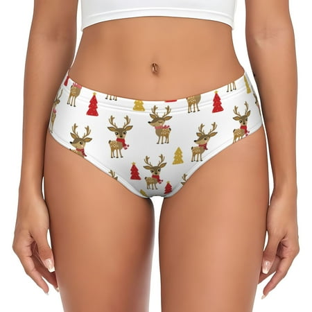 Womens Underwear - Cute Deer Elk Christmas Tree No Show Seamless Underwear for Women  Stretch Women s Panties  Hipster Soft Comfort Ladies Panties Bikini Underwear Briefs