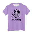 thumbnail image 1 of LUOGENLI T-Shirt pour Filles Anniversaire Fille Manches Courtes Tee Été Col Rond T-Shirt Coupe Décontractée Basique Maxi Hauts Ensembles 2 Pcs Filles Décontracté Violet Clair 6-7 Ans, 1 of 4