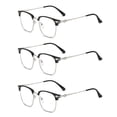 thumbnail image 5 of Fashion Frame Simple Vintage Reading Glasses Ultra Light Glasses Eye Protection Anti-Blue Light STRENGTH 350 BLACK SILVER, 5 of 8